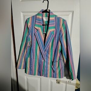 Vintage JH Collectables Ilgwu Union Made Pastel Striped Blazer
